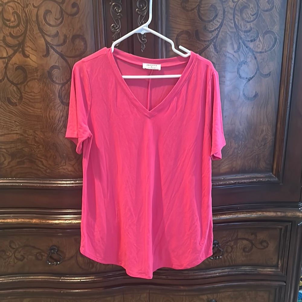 Pink V-Neck Women's Top